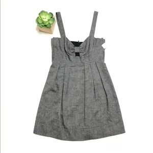 Trina Turk 10 Gray Chambray Linen Bow Dress
